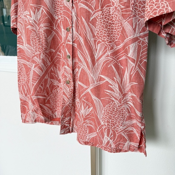 Cooke Street Men's L Coral & Ivory Hawaiian Shirt Short Sleeve Button-Up Casual - Picture 3 of 11